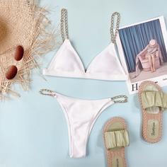 Цепочка Одноцветный Сексуальный Бикини Shein