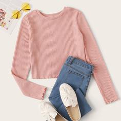 Вязаная короткая футболка с оригинальным краем Shein