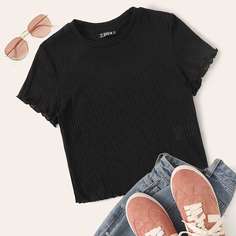 Трикотажная футболка с оригинальной отделкой Shein