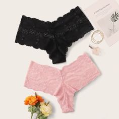 Кружевные трусики размера плюс 2шт Shein