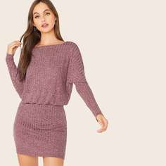 Трикотажное платье с оригинальным рукавом Shein