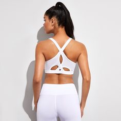 Однотонный спортивный бюстгальтер с разрезом Shein