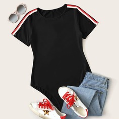 Боди-футболка с коротким рукавом и полосками Shein