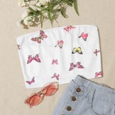 Топ без бретелек с принтом бабочки Shein