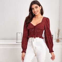 Топ в горошек с узлом Shein