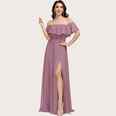 платье с разрезом и открытыми плечами Shein