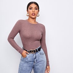 Однотонная трикотажная футболка Shein