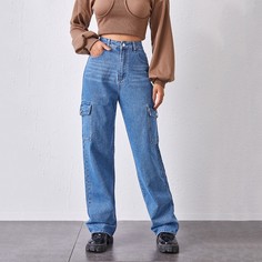 Прямые джинсы с высокой талией и карманом Shein