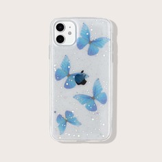 Блестящий чехол для iPhone с принтом бабочки Shein