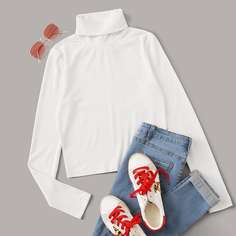 Трикотажная футболка размера плюс с высоким воротником Shein