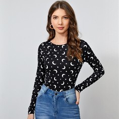 Футболка с принтом "луна и звезда Shein