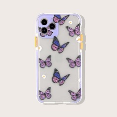 Чехол для iPhone с цветочным принтом и бабочкой Shein