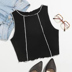 Прошитый по бокам жилет из салата с прострочкой Shein