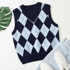 Трикотажный жилет с узором Shein