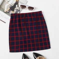 Клетчатый Повседневный Юбки Shein