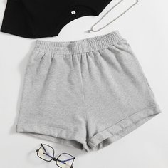 Одноцветный Повседневный Шорты Shein