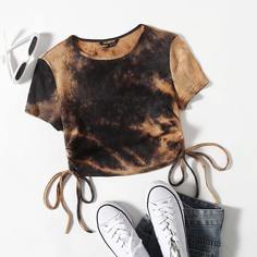 на кулиске тай дай Повседневный Футболки Shein