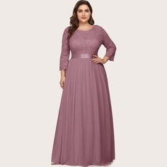 Шифоновое платье размера плюс с кружевной отделкой Shein