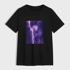 Мужская футболка с коротким рукавом и принтом молнии Shein