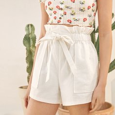 Шорты с узлом и присборенной талией Shein