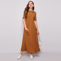 Платье с карманом и пуговицами Shein