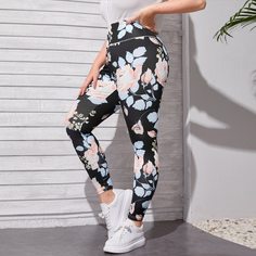 Леггинсы размера плюс с цветочным принтом Shein