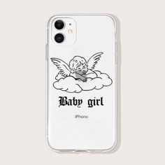 Прозрачный чехол для iPhone с принтом ангела Shein