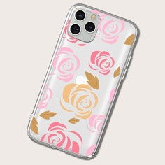 Прозрачный чехол для iPhone с цветочным принтом Shein