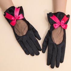 Сетчатые перчатки с бантом Shein
