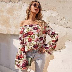 Оборка Цветочный Бохо Блузы Shein