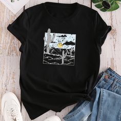 Растения Повседневный Футболки Shein