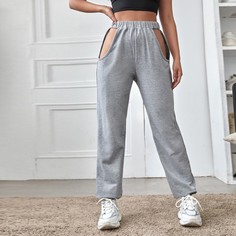Спортивные брюки с эластичной талией и разрезом Shein