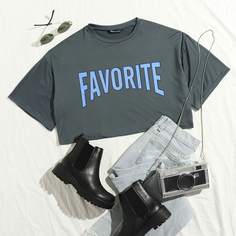 буква Повседневный Футболки Shein