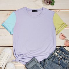 Контрастная футболка с круглым воротником Shein