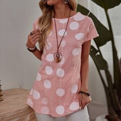 Длинная блузка в горошек Shein