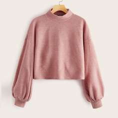 Вязаная футболка с рукавом фонарик Shein