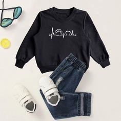 Свитшот с оригинальным принтом для девочек Shein