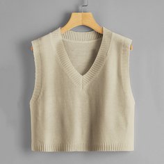 Однотонный жилет-свитер с v-образным воротником Shein