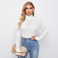 Вязаный топ с высоким воротником Shein