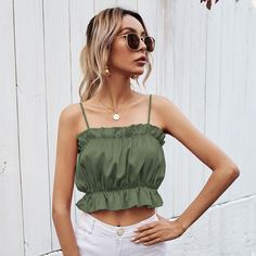 Топ со складками и оборками на груди Shein
