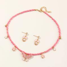 1шт ожерелье и 1 пара серьги с бабочкой для девочек Shein