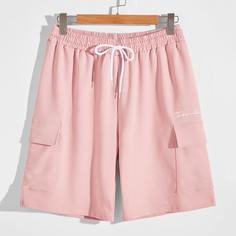 Карман буква Повседневный Мужские шорты Shein