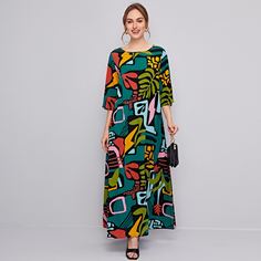 Тропический Повседневный Арабские платья Shein