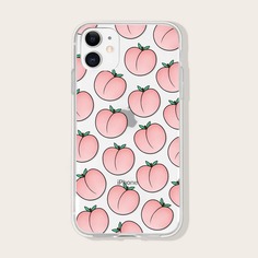 Прозрачный чехол для iPhone с персиковым принтом Shein