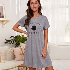Ночное платье с графикой Coffee & Slogan Shein