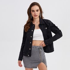 Рваная джинсовая куртка Shein
