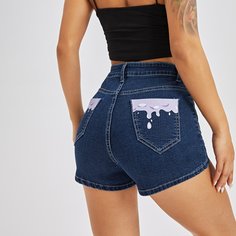 Джинсовые шорты с графическим принтом Shein