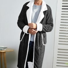 Мужской фланелевый халат с карманом Shein