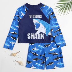 Животный Спортивный Купальник для мальчиков Shein
