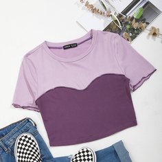 Контрастная короткая футболка с оригинальной отделкой Shein